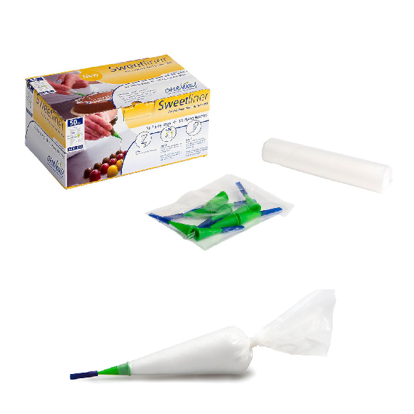 Sweetliner bags and nozzles 50 piping bags + 50 nozzles 8.5inch* 21x12 cm